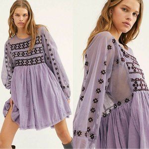 NWT! Free People Soft Lilac Embroidered Dress